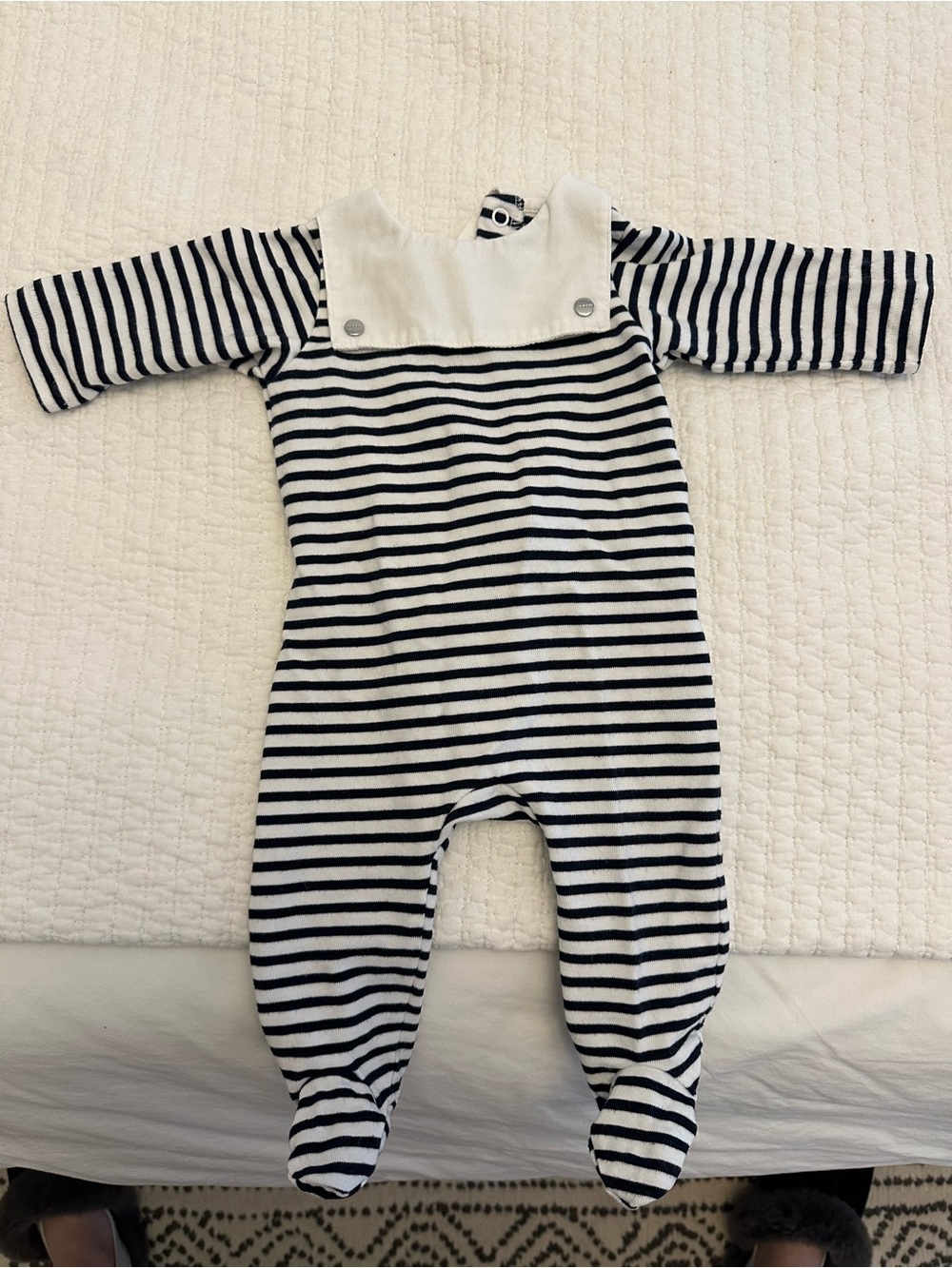 Jacadi Nautical Navy and White Footed One-Piece